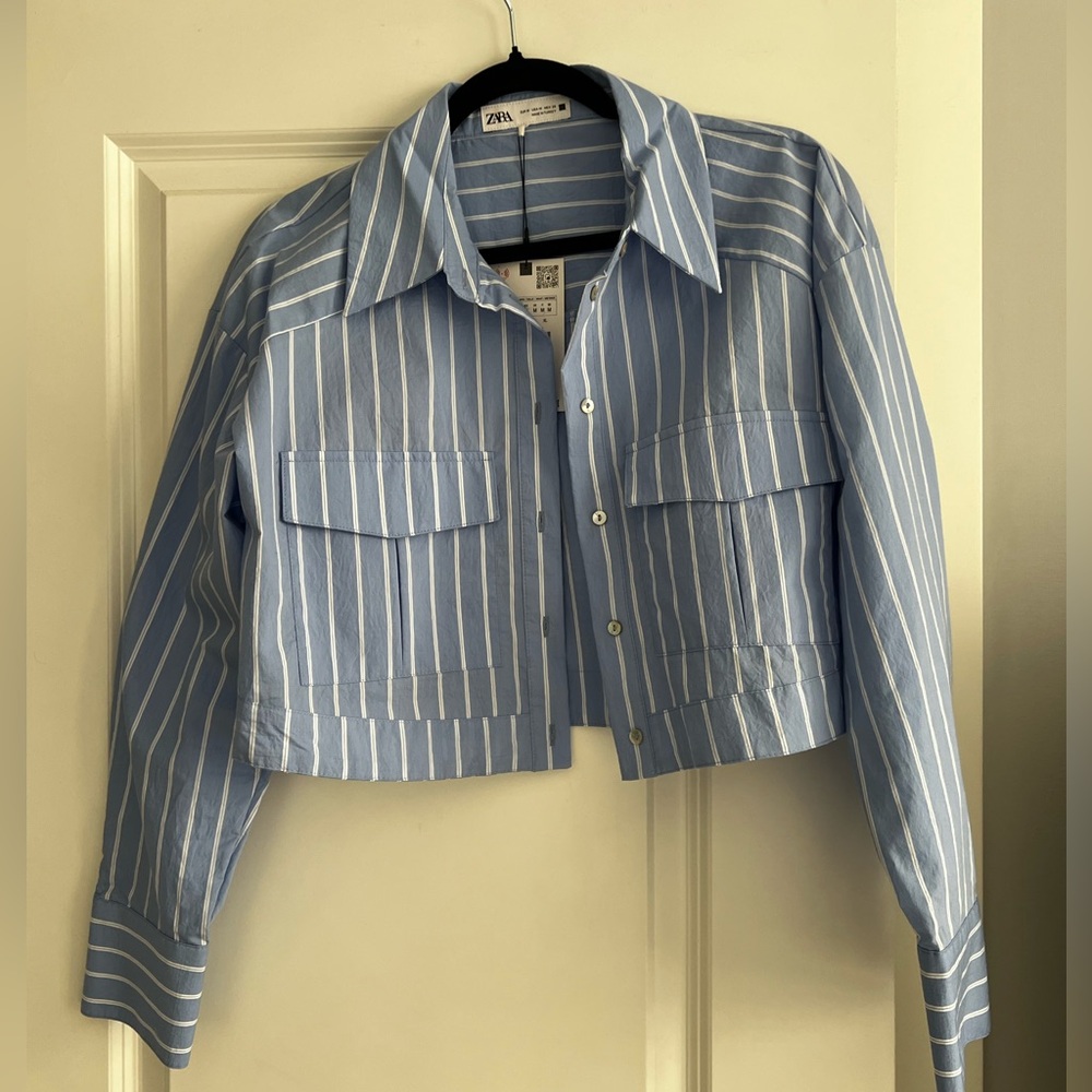 Zara Cropped GABADRINE Shirt - Picture 3 of 3